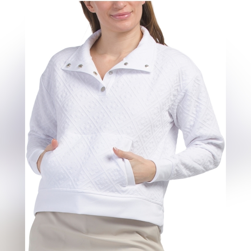 Tommy Bahama | Quilted Mock Neck Sweatshirt Sz‎ L White Everyday Active